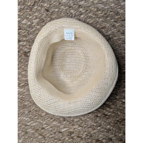 Mens World Cup Fedora Straw Hat Beige Brown Headband Size S - Picture 6 of 9